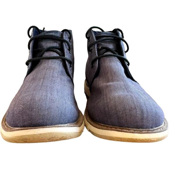 Toms Mens Navi Chukka Boots Blue Ankle Lace Up Breathable Casual Flat Heel 10.5 - Picture 5 of 10